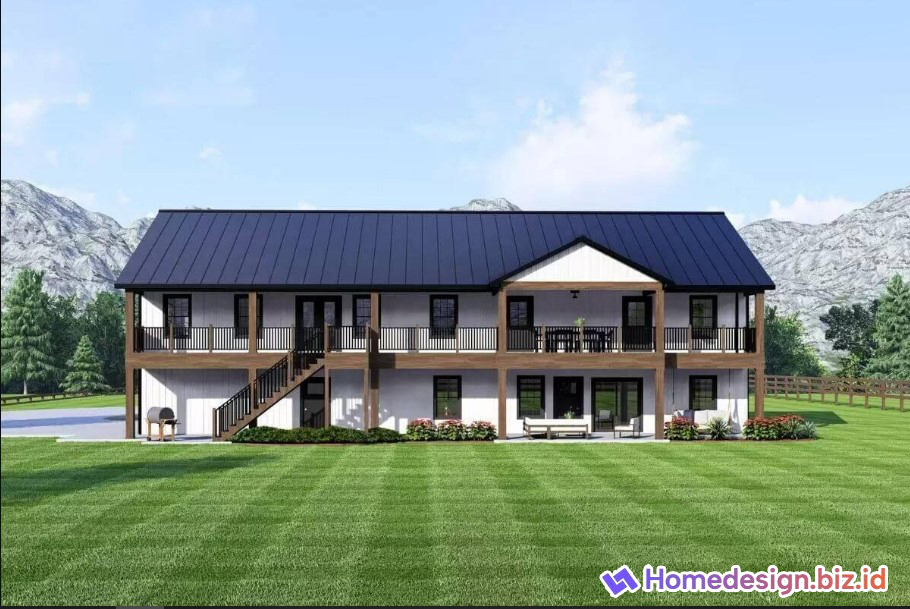 Desaian Rumah Bergaya Lumbung, 7 Kamar Tidur dengan Denah Lantai yang Menakjubkan