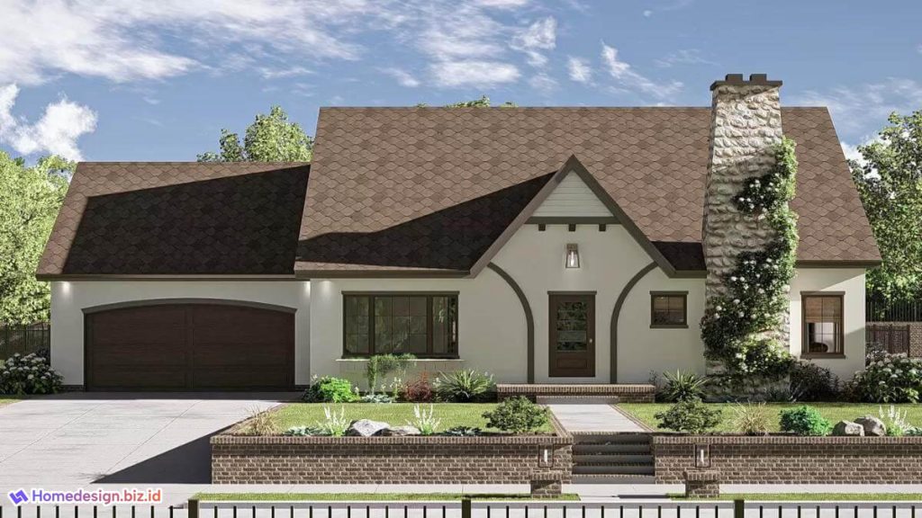 Desain Rumah Pondok 3 Kamar Tidur dan Cerobong Batu yang Ikonik