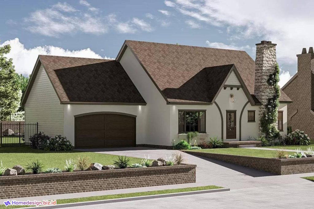 Desain Rumah Pondok 3 Kamar Tidur dan Cerobong Batu yang Ikonik