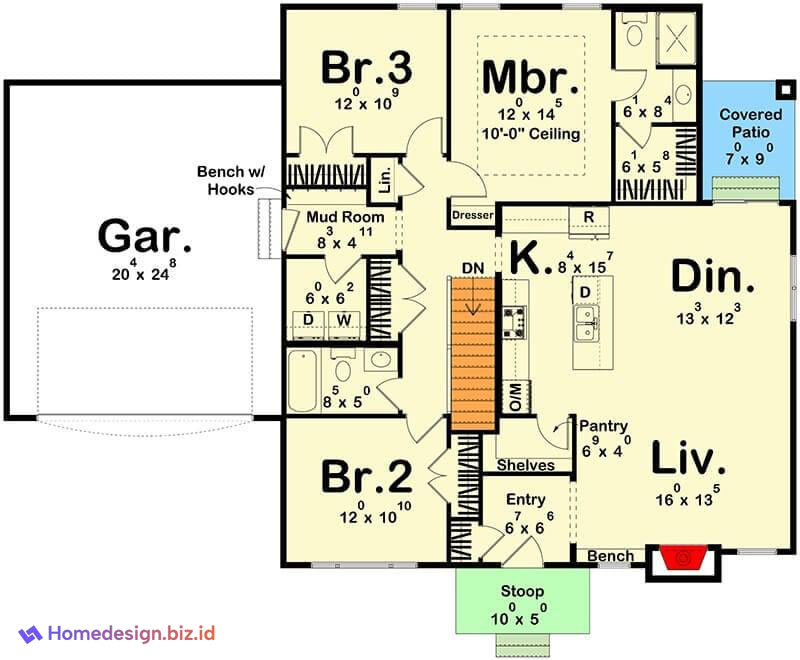 Desain Rumah Pondok 3 Kamar Tidur dan Cerobong Batu yang Ikonik